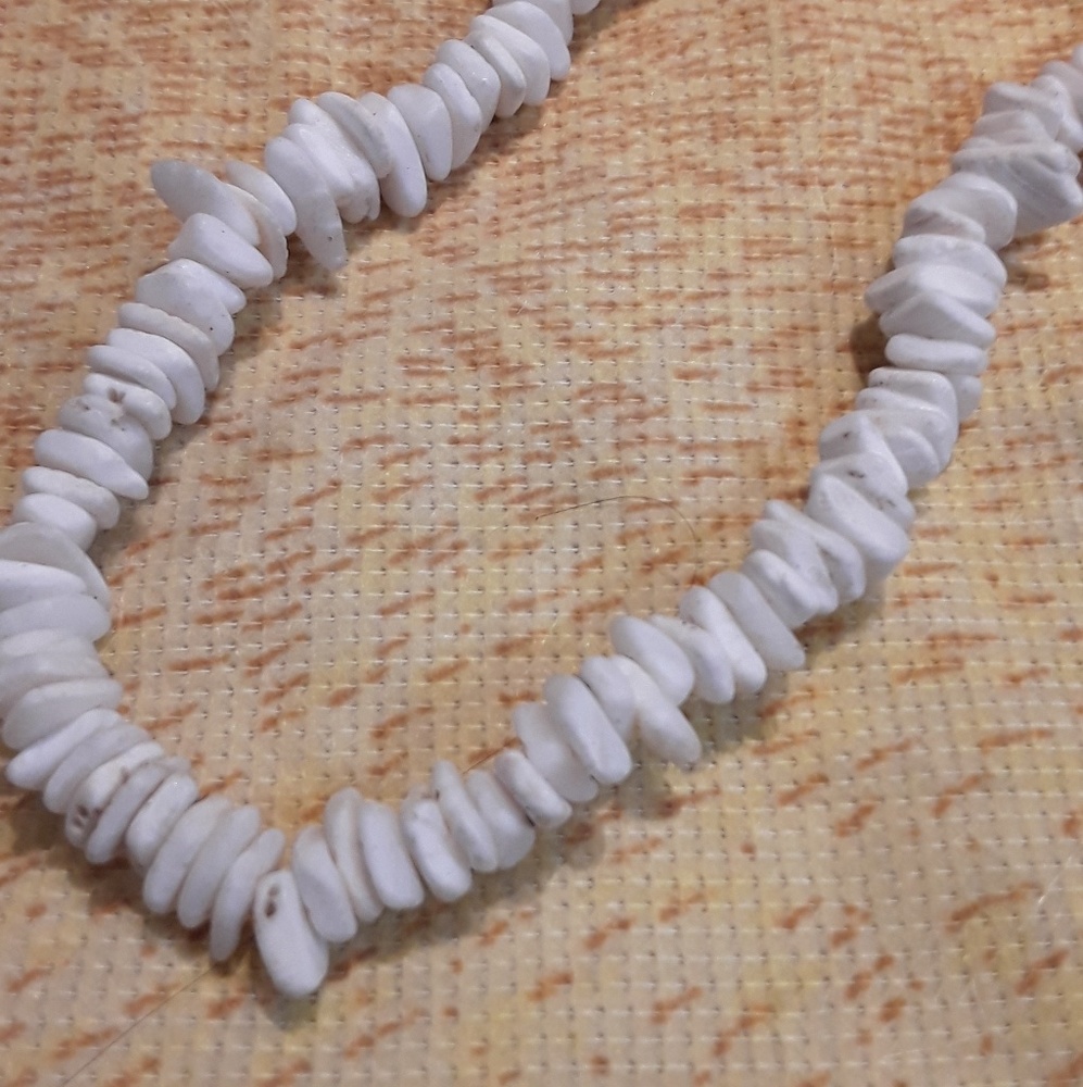White Handmade Puka Shell Necklace